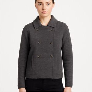 EILEEN FISHER Jacket L Merino Wool Peacoat Sweater Weight Long Sleeve Gray